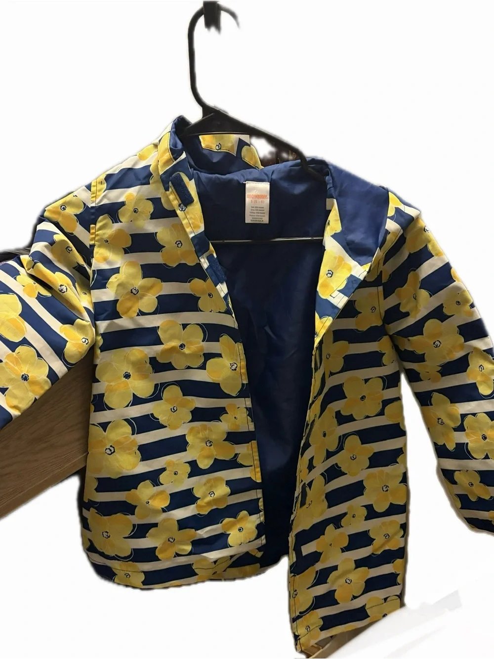 Gymboree Yellow Floral on Navy & Cream Stripe Bib